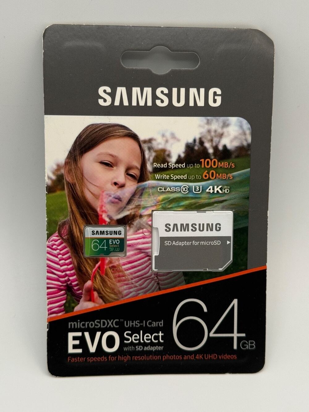 Samsung EVO Select 64GB microSDXC UHS-I U3 4K Memory Card SD Adapter NEW Sealed